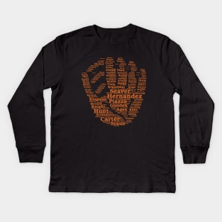 Mets Greats Glove (Orange) Kids Long Sleeve T-Shirt